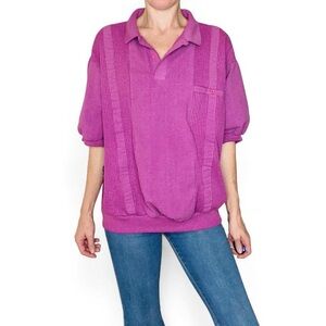 Vintage Knights Bridge Menswear Purple Collar Short Sleeve Preppy Light Sweater